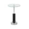 21" Black Marble Round Side End Accent Table with Silver Metal Rod & Base